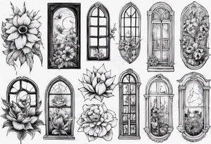 flower in a window tattoo idea
