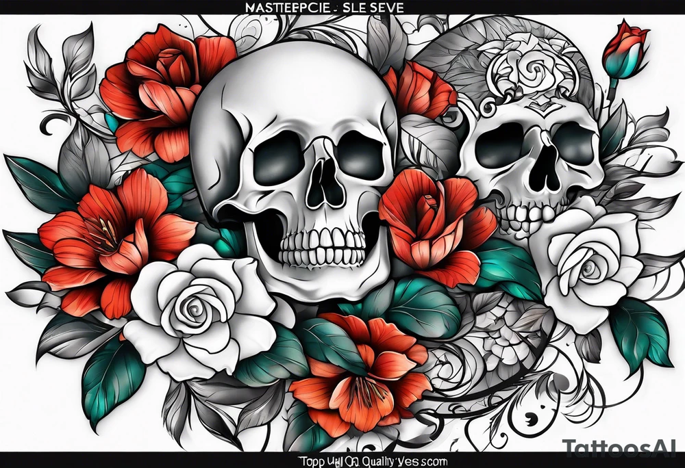 Male floral sleeve tattoo idea
