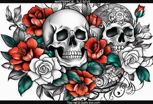Male floral sleeve tattoo idea