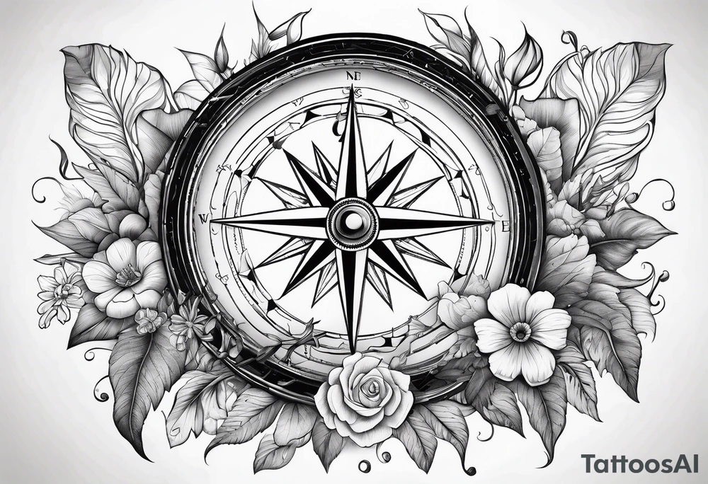 Compass , flower, sea tattoo idea