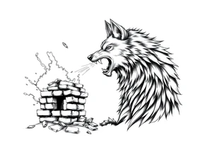 Big bad wolf  blowing a brick house down tattoo idea