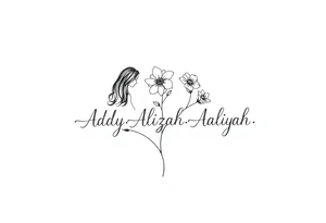 mother of 3 girls flowers stem curves name of Addy, Alizah, Aaliyah tattoo idea