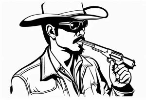 Western cowboy with a cigarette in his mouth and a gun holstered to his side tattoo idea