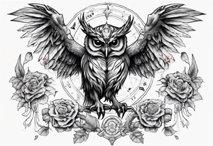 The Demon Owl Stolas, a Prince of Hell who is obsessed with gems, knowledge of astrology and poisonous plants. tattoo idea