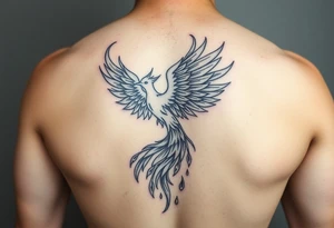 magnificent phoenix rising from golden flames with trailing embers tattoo idea