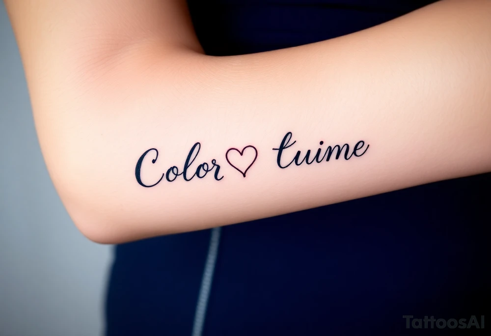 Color splash ambigram and flowers or hearts tattoo idea
