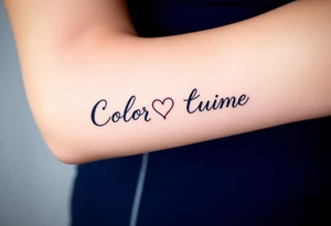 Color splash ambigram and flowers or hearts tattoo idea