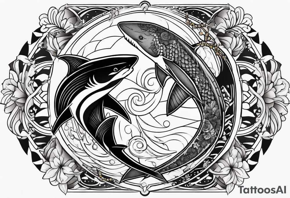shark yin yang tattoo idea