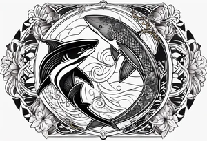 shark yin yang tattoo idea