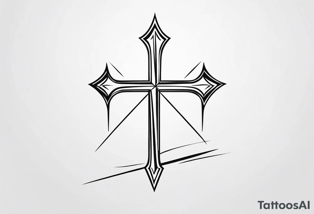 A cross with an up arrow on top tattoo idea