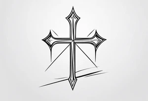 A cross with an up arrow on top tattoo idea