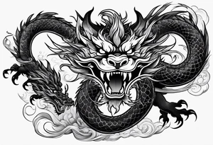Traditional Chinese Dragon and smoke tattoo idea