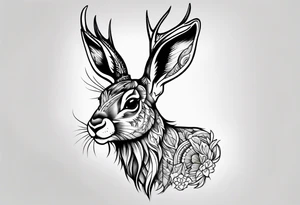 neo traditional jackelope tattoo idea