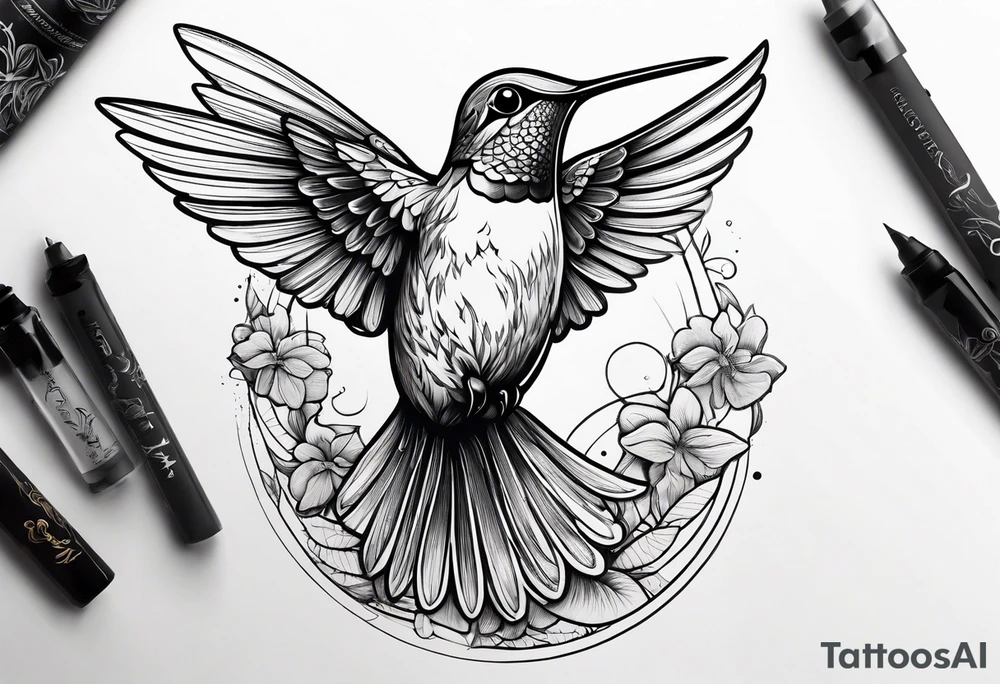 hummingbird simple tattoo idea