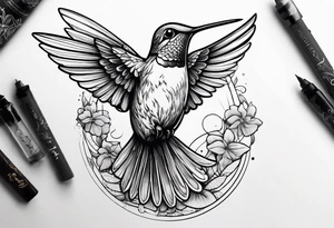 hummingbird simple tattoo idea