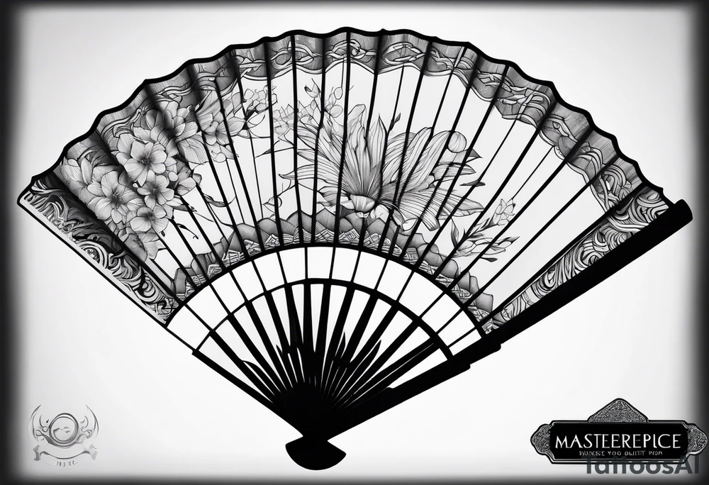 Basic Black Japanese fan tattoo idea