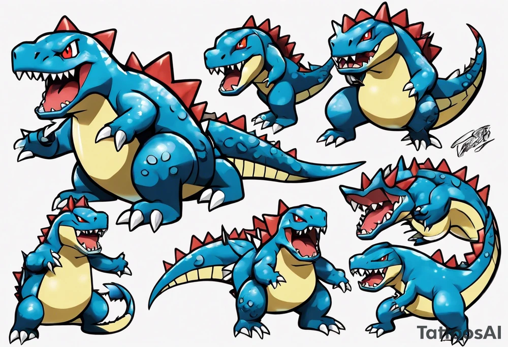 Feraligatr croconaw totodile pokemon tattoo idea