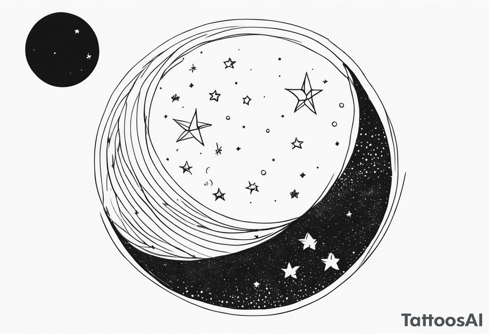 Moon with stars tattoo idea