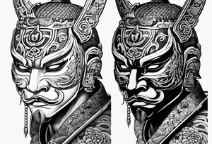 Japenese henya mask samurai tattoo idea
