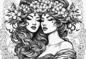 Medusa with cherry blossoms tattoo idea