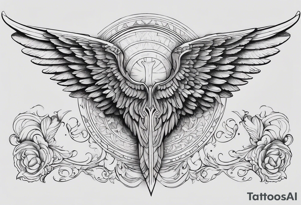 Angel Wings with the word Glenn in between tattoo idea