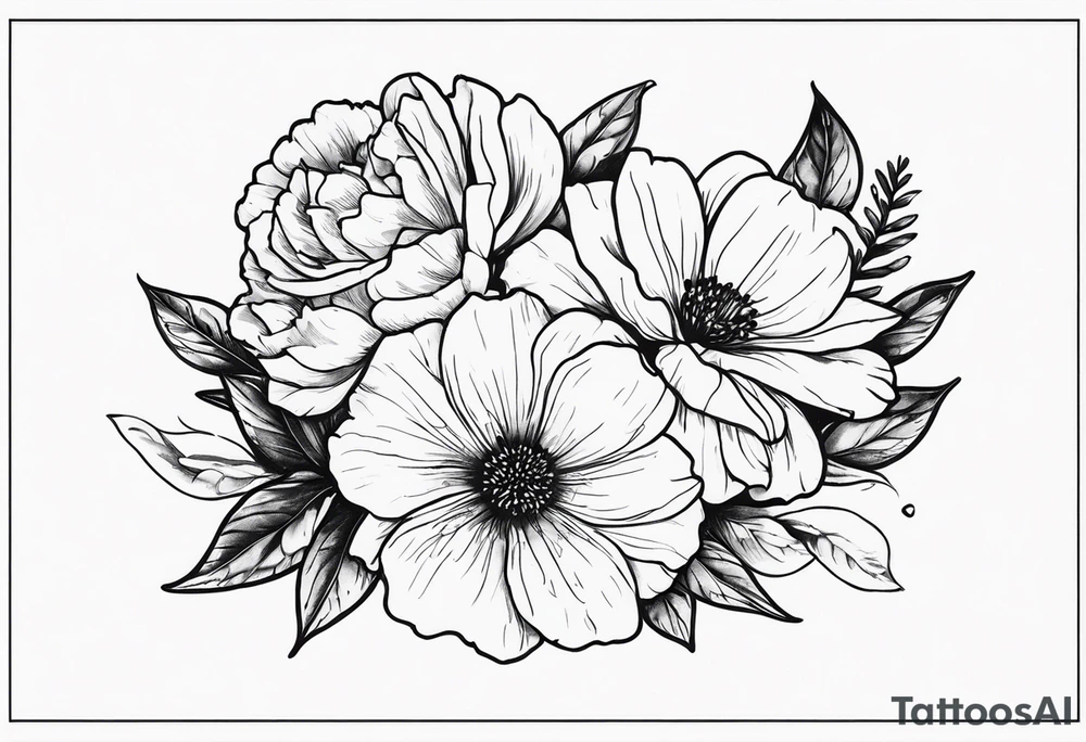 sister tattoo with october and september birth flowers with the word sorella tattoo idea