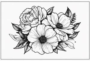 sister tattoo with october and september birth flowers with the word sorella tattoo idea