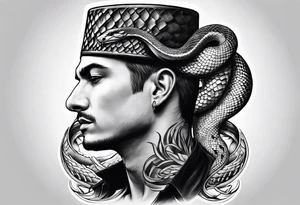 snake on man's head tattoo idea