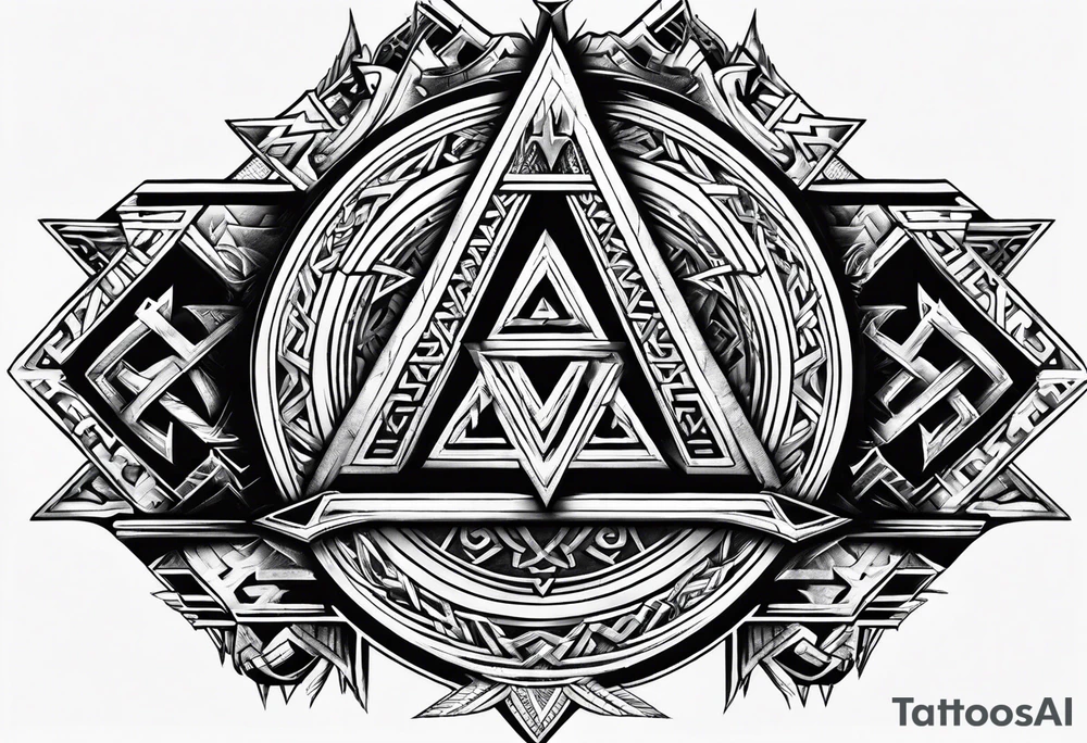 Valhalla valknut shield lightning sword tattoo idea