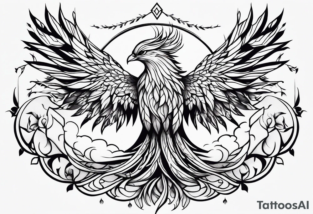 Tree of life phoenix tattoo idea