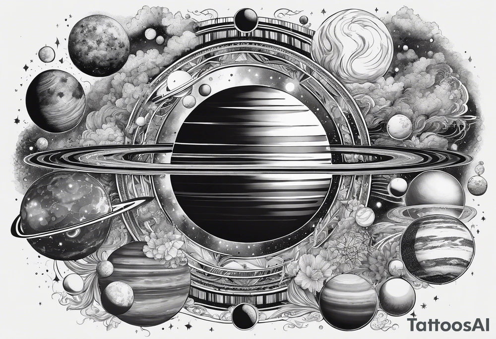 symbolist version of the solar system tattoo idea