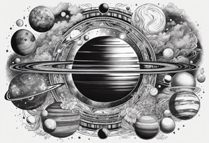 symbolist version of the solar system tattoo idea