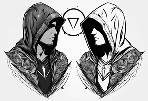 Hooded figure with a ring of lightning behind him tattoo idea