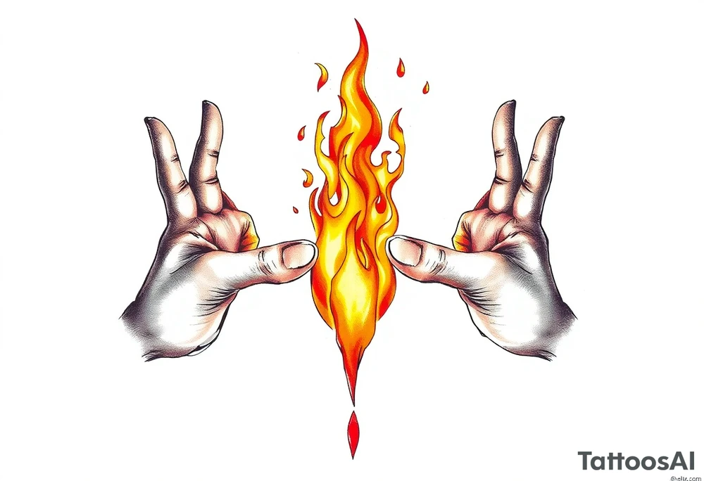 Fire between hands tattoo idea