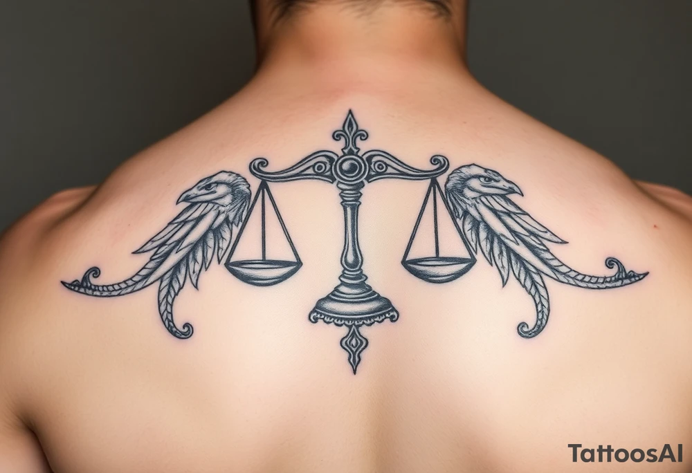 scales weighing time but make it ethreal and spanish tattoo idea
