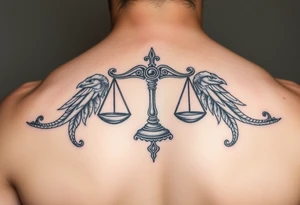 scales weighing time but make it ethreal and spanish tattoo idea