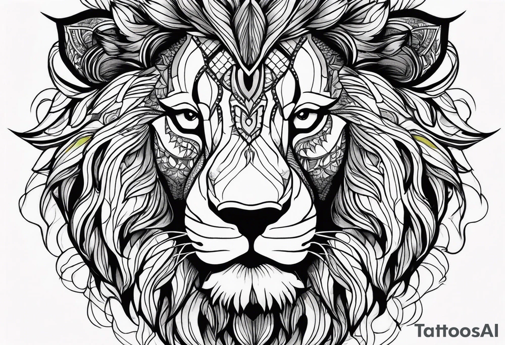powerful majestic lion, close-up tattoo idea