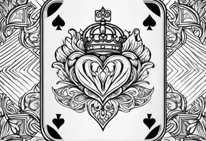 Playing Card Outline: The outline of a playing card with a heart symbol and a small crown above it. tattoo idea