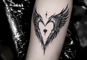 deux corbeau
épée 
un crane
un coeur tattoo idea