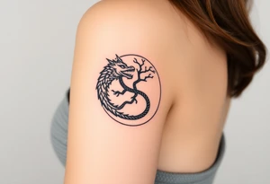 yin yang dragon tree of life tattoo idea