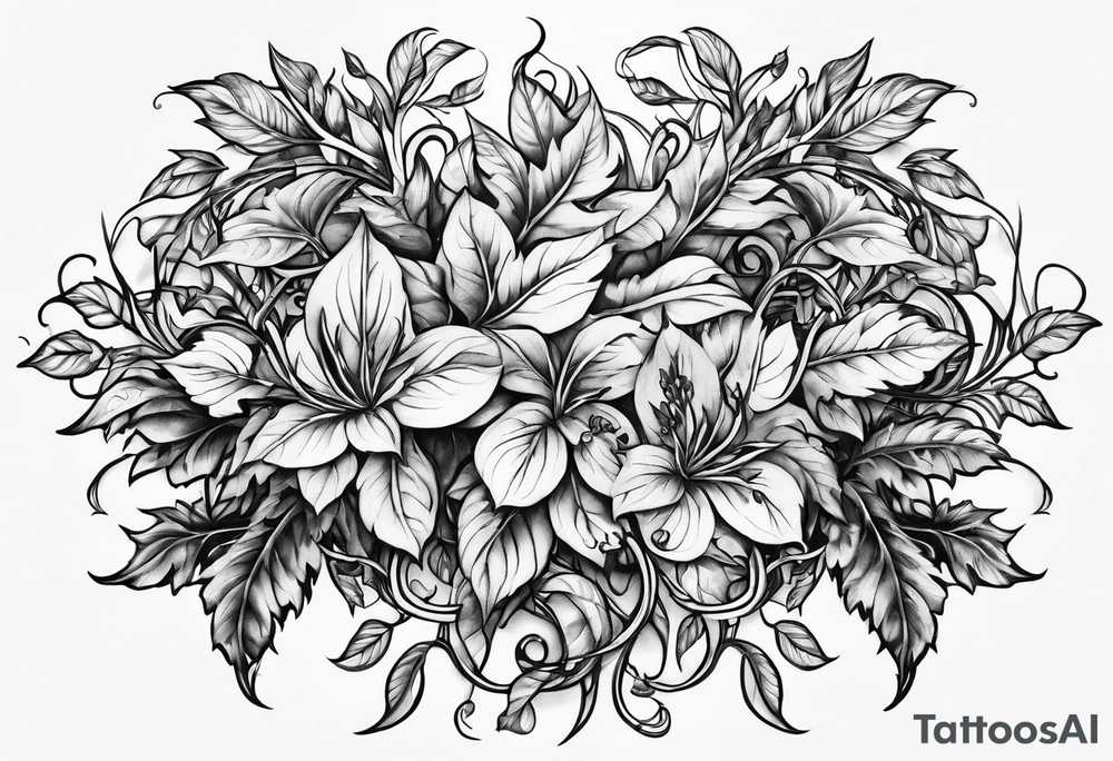 Leafy vines with chain tattoo idea