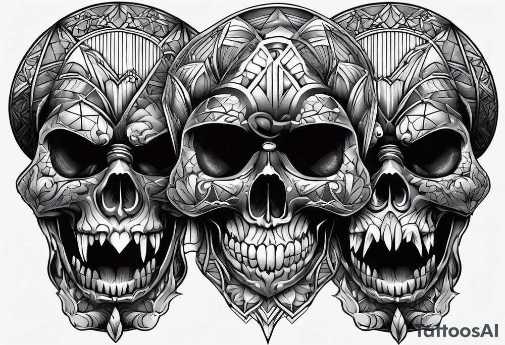 Skull Hear no evil, speak no evil, see no evil tattoo idea