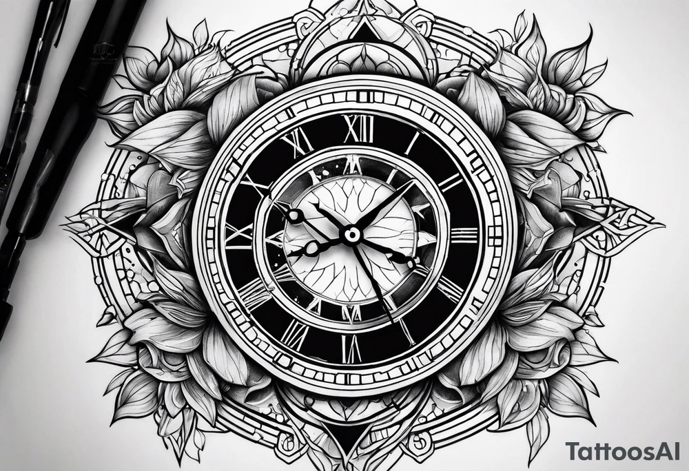 A clock in the cosmos tattoo idea