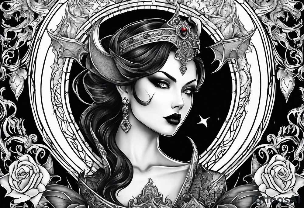 Mythic vampire emperrior and moon and bat tattoo idea Mythic vampire emperrior and moon and bat tattoo idea