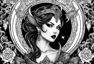 Mythic vampire emperrior and moon and bat tattoo idea