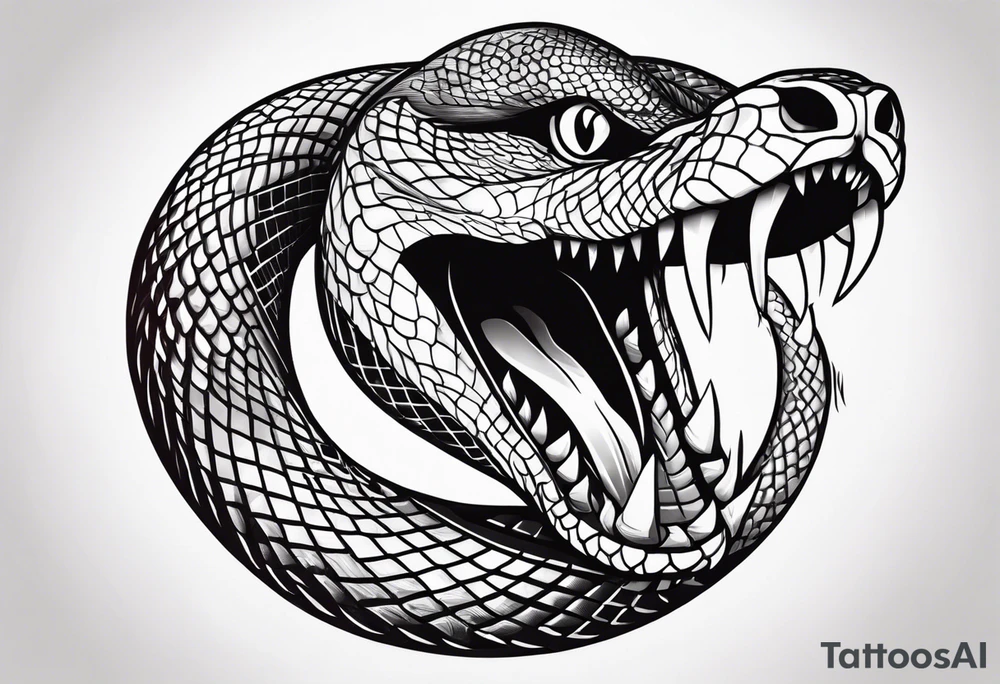 snake with open mouth tattoo idea