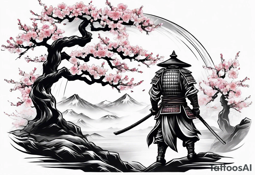 cherry blossom tree samurai tattoo tattoo idea