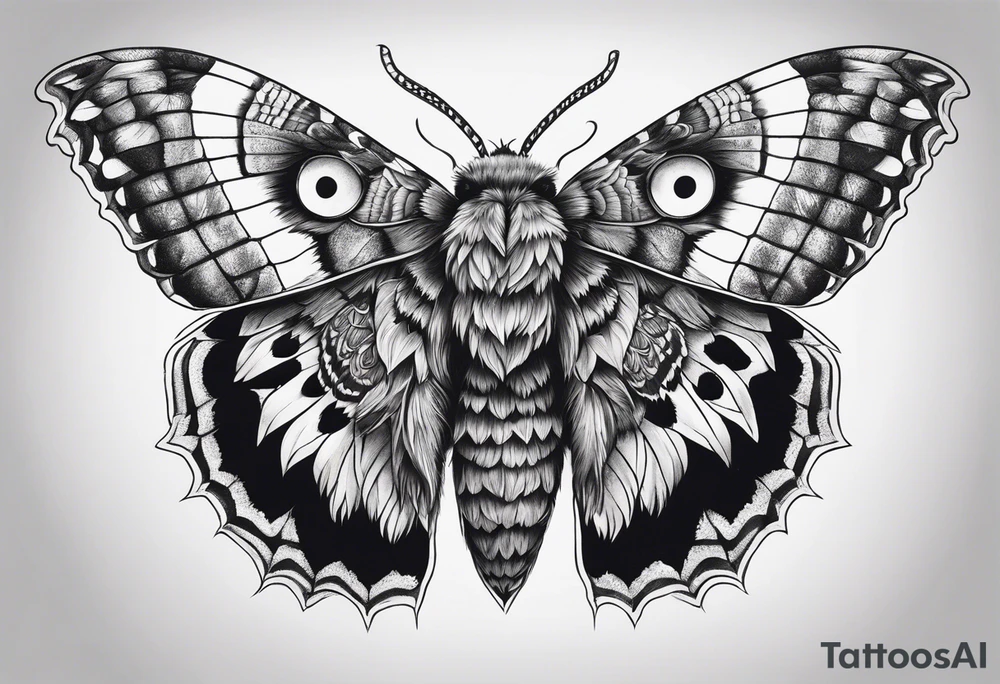 Dead head moth with owl eyes tattoo idea