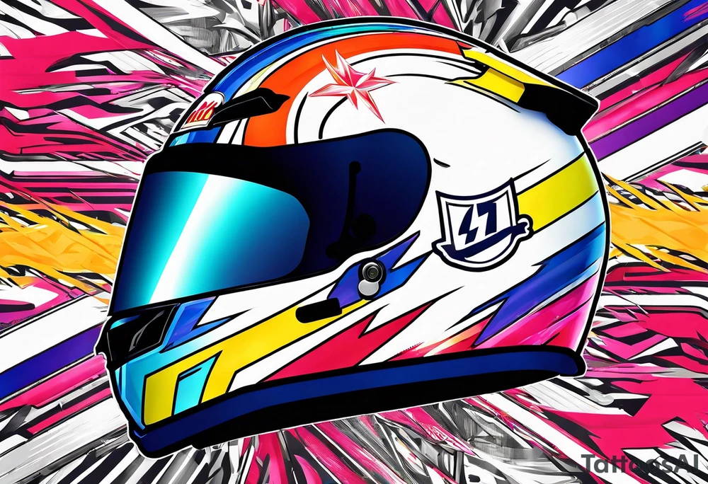 Formula 1 helment Miami theme tattoo idea