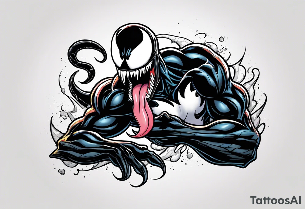 Comic character venom reclining tattoo idea